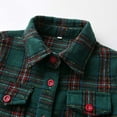 thumbnail image 4 of TEAJOPSUU Girls Boys Long Sleeve Flannel Plaid Shirt Brushed Button Down Cropped Shacket Fall Winter Thick Shirts Casual Fashion Coat F-Green, 4 of 9