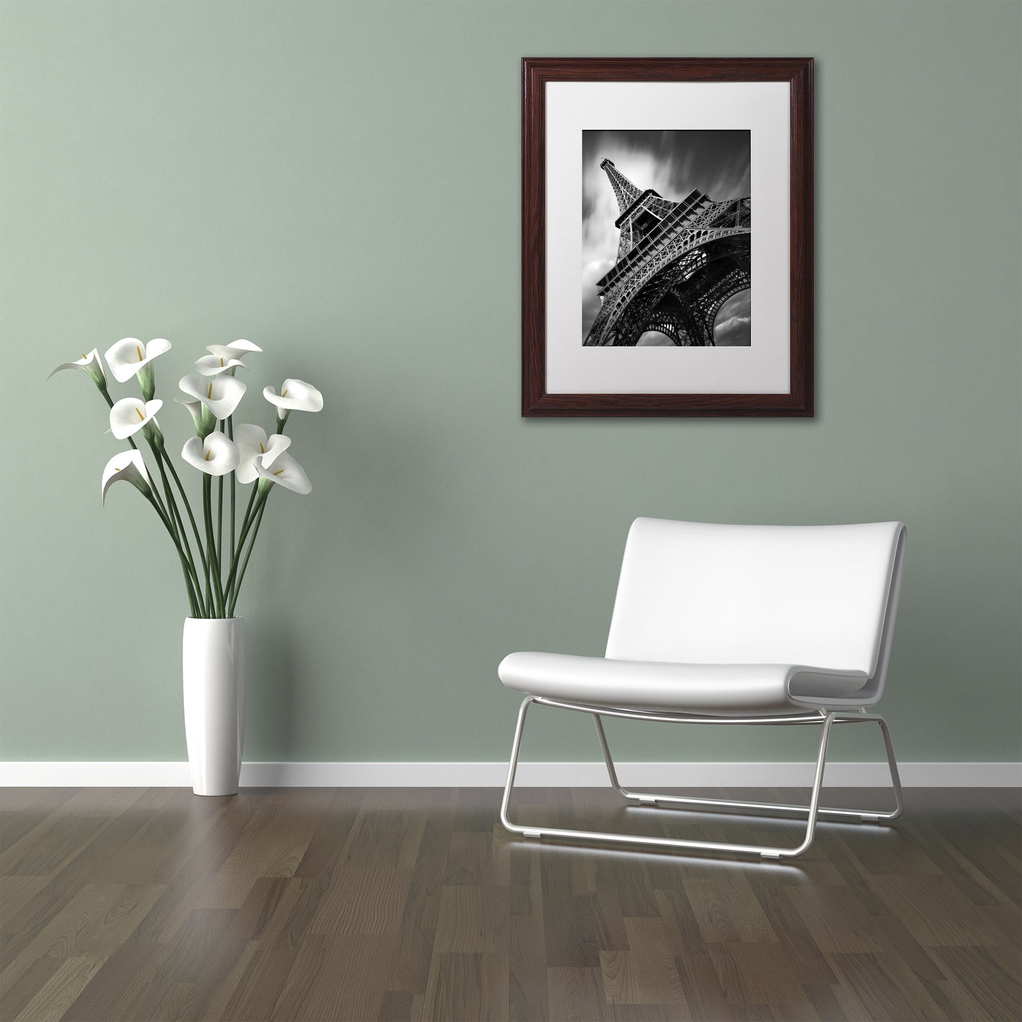 Trademark Fine Art "Eiffel Tower Study II" Canvas Art by Moises Levy White Matte, Wood Frame