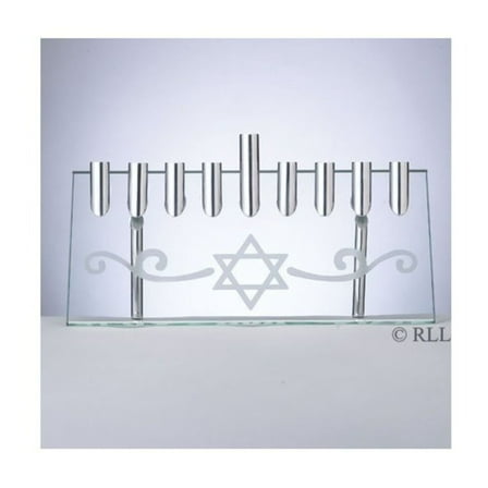 Rite Lite 9.5" Hanukkah Etched Star of David Illusion Candle Menorah - Silver