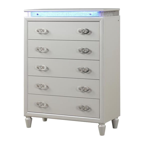Galaxy Home Furniture Passion LED Chest, Milky White, 5 Drawers, 52"H x 38"W x 17"D, Residential