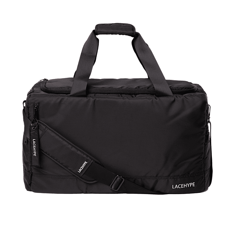 Lacehype Premium Sneaker Duffel Travel Gym Training Bag with 3 Dividers, Adult Unisex, Size: 22.25 x 15 x 4, Black