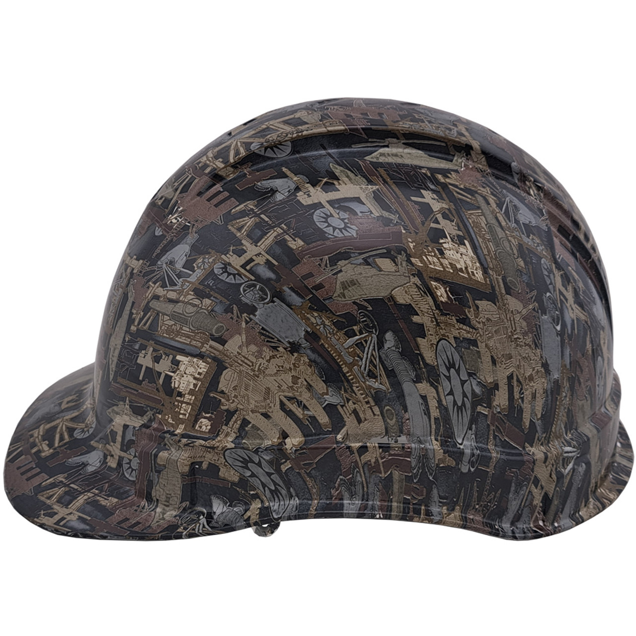 Oilfield Camo White Hydro Dipped Hard Hats Cap Style with 4 Pt Suspension