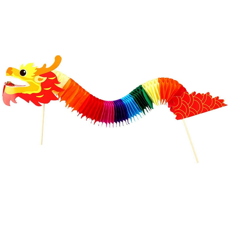 Hesroicy 3Pcs Paper Dragon Toy Handmade Chinese Dragon Shape 3D Design DIY  Dragon Decor Paper Craft Material for Kindergarten