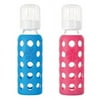 Lifefactory Glass Baby Bottle with Silicone Sleeve, Set of 2 (Blue/Raspberry)
