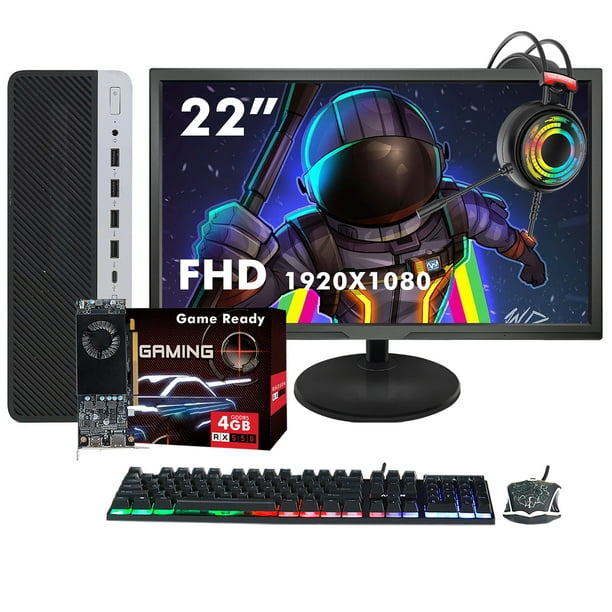 Gaming Desktop SFF PC - HP ProDesk Computer | Core i5 Up to 3.6GHz | 22" Inch FHD Monitor | 32GB RAM 1TB SSD | AMD RX 550 4G GDDR5 (HDMI) | Gaming Keyboard and Mouse| Win 10 Pro 64bit (Refurbished)
