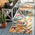 thumbnail image 2 of SAFAVIEH Cabana Jacinth Botanical Indoor/Outdoor Runner Rug, Ivory/Navy, 2'2" x 7', 2 of 13