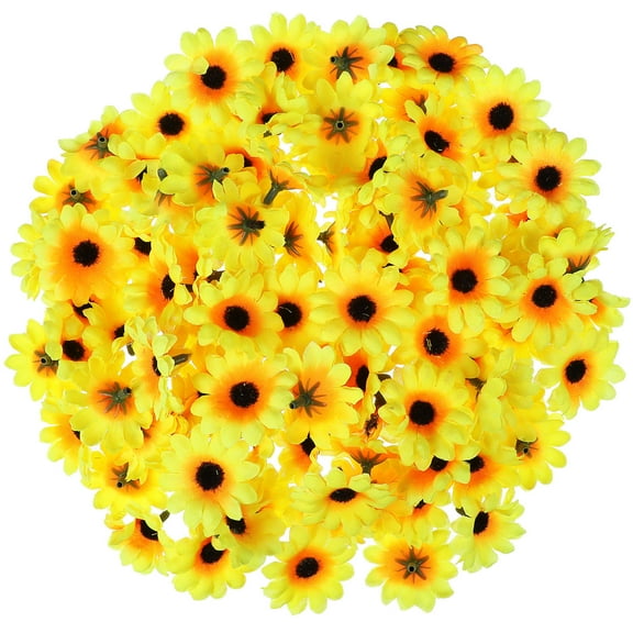 WHAMVOX  100 Pcs Simulated Sunflower Head Artificial Flowers for Outdoors Baby Yellow