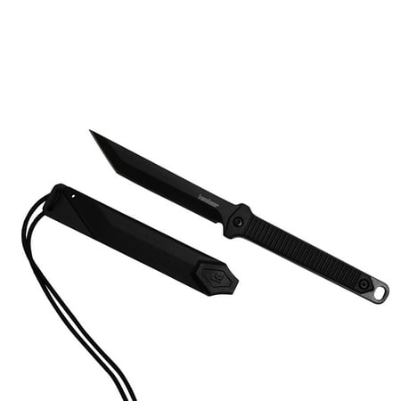 Anza Fixed Blade Knives Kershaw Dune Full Tang Neck Knife (4008) Compact 3.8” 3Cr13 Stainless Steel Fixed Blade With Black-Oxide Finish, Textured Injection Molded Handle, Secure Molded Sheath and Lanyard, 2.5 oz. ()