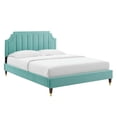 thumbnail image 2 of Modway Sienna Performance Velvet King Platform Bed in Mint, 2 of 10