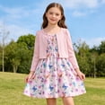 thumbnail image 2 of Girls Summer Outfits 2 Piece Set Casual Loose Fit Sleeveless Dress Cardigan Combo Comfortable Breathable Playwear For Outdoor Activities, 2 of 8
