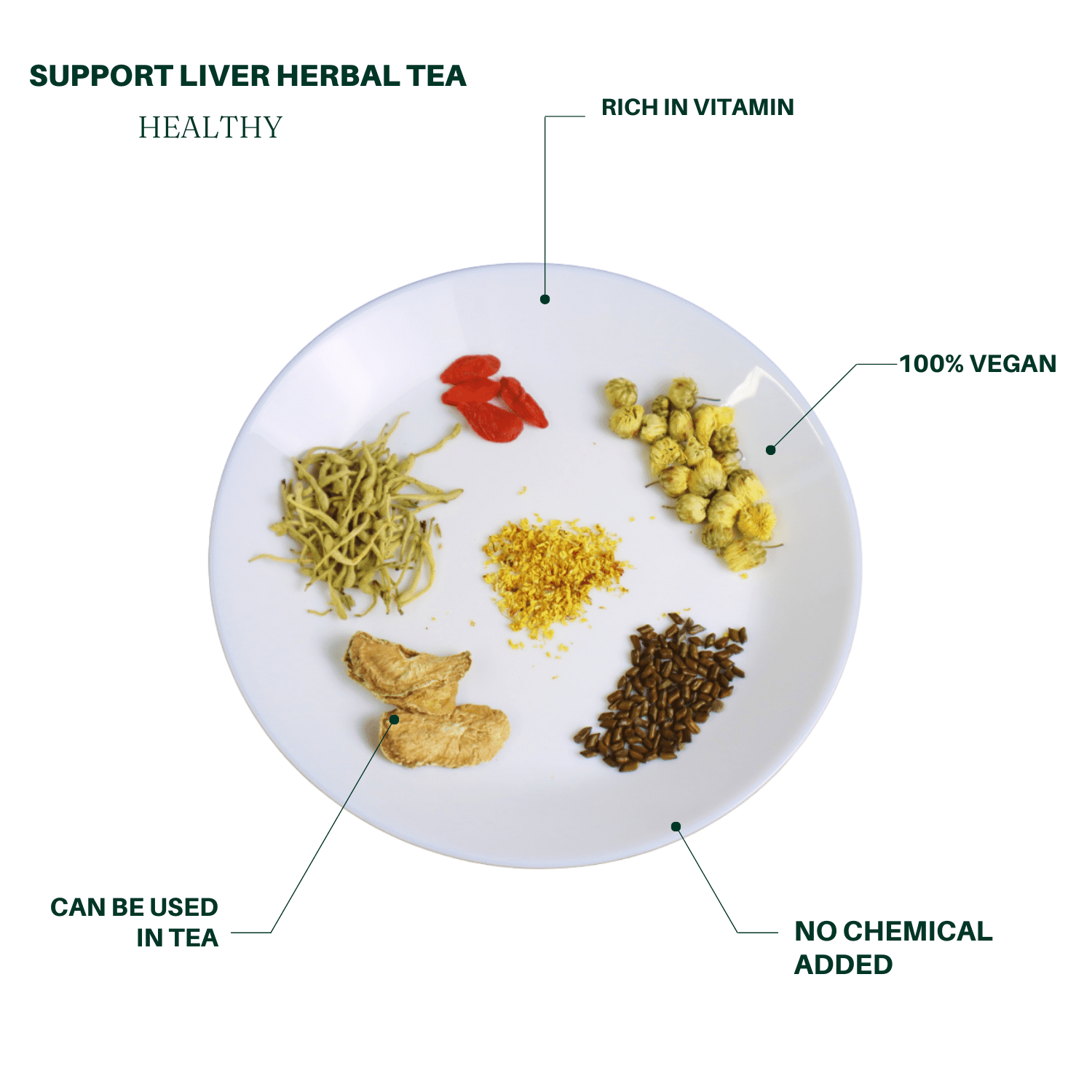Royal Seafood USA Support liver herbal tea, Six-Herb Combination, 5 tea bags, Chrysanthemum, Chinese Herbal tea