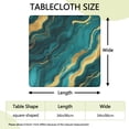 thumbnail image 2 of Teal and Gold Marble Wavy Veins Pattern Square Fitted Tablecloth with Elastic Edge,Square Table Cover,Washable Elastic Table Cover for Home Kitchen Party Decor 34"x34", 2 of 6