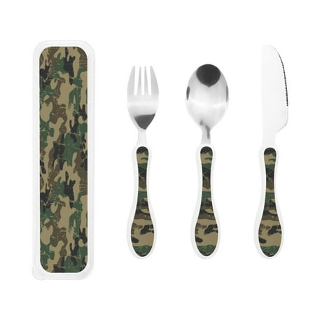 

3 Piece Children S Knife Fork And Spoon Stainless Steel Tableware Christmas Halloween Family Dinner Kindergarten Outdoor Picnic Birthday Seamless Camouflage
