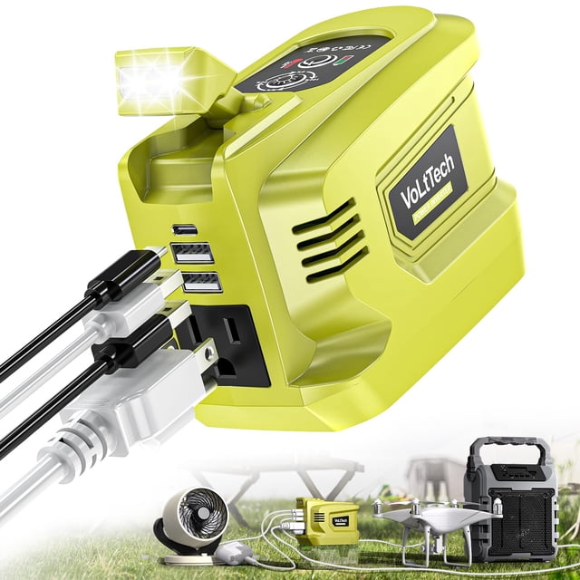 Inversor de corriente VoltTech de 200 W para batería Ryobi de 18 V con USB