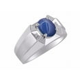 thumbnail image 3 of RYLOS Men's Rings Sterling Silver Rings Classic Designer  9X7MM Gemstone & Diamond Ring Blue Star Sapphire September Birthstone Ring Size 8, 3 of 7