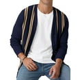 thumbnail image 3 of Iceglad Men's Vintage Striped Long Sleeve Button Down Cardigan Sweater with V Neck Knitted Sweaters, 3 of 10