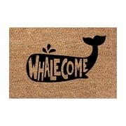 Nallwabiu Whalecome Bathroom Door Front Non Slip Polyester Floor Mat, Khaki