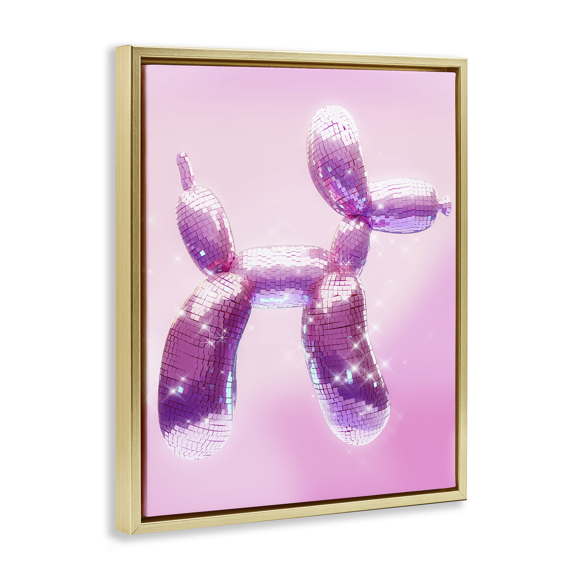 Stupell Industries Fun Disco Balloon Animal Abstract Painting Gold Floater Framed Canvas Art Print Wall Art, 25 x 31