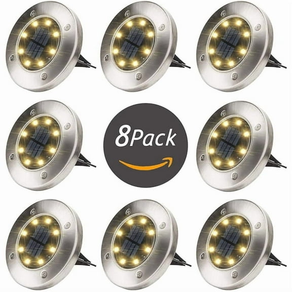 Solar lights for outdoors 8 LED, solar garden floor lamp, outdoor floor lamp garden lights IP65 (8 warm white)