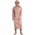 thumbnail image 6 of iiniim Men's 2Pcs Pajamas Set Long Sleeve Striped Kaftan Sleepwear Night Shirt with Sleeping Cap Khaki M, 6 of 7