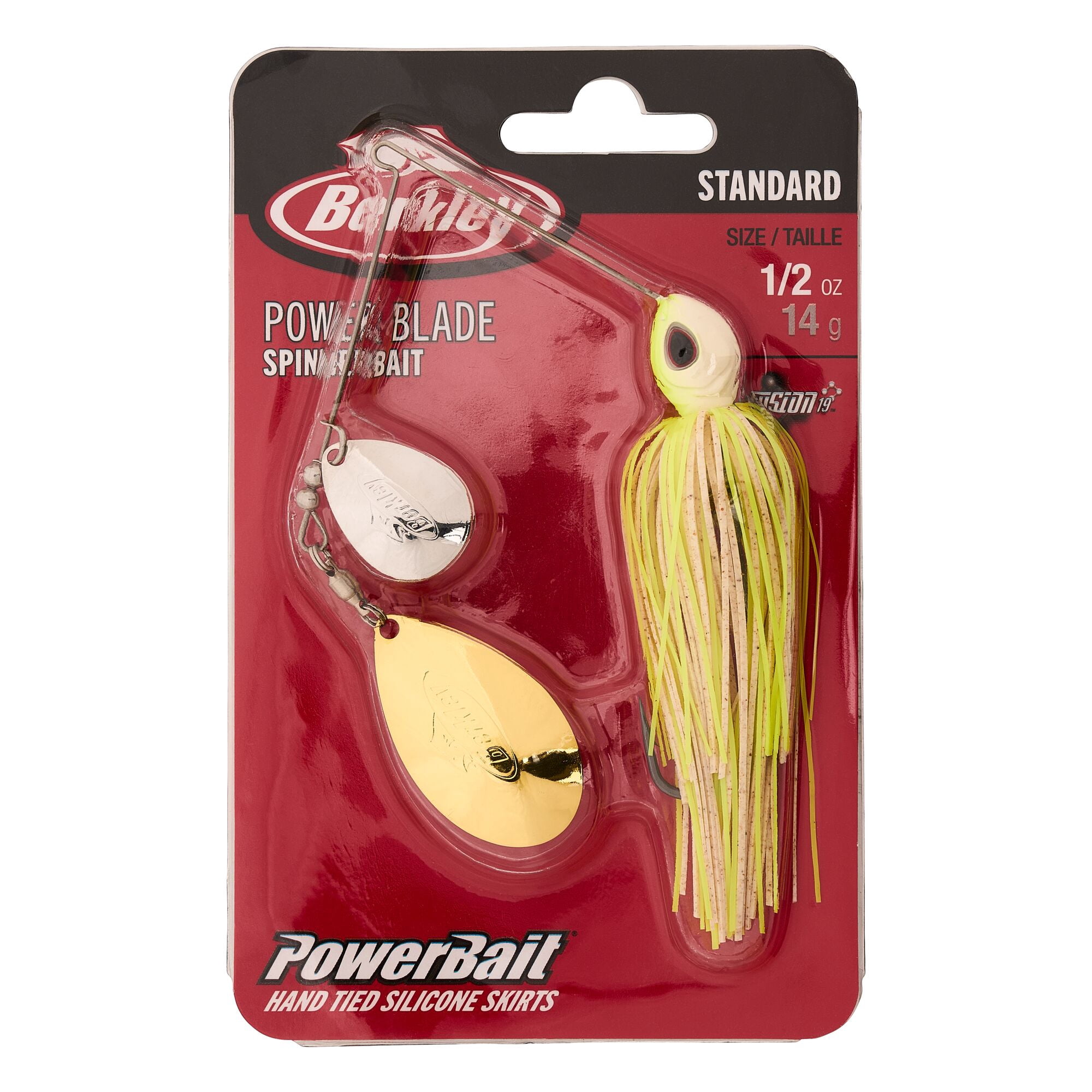 Berkley Power® Blade Standard, Spinnerbaits, White Chartreuse/Silver + Gold (1 Count)