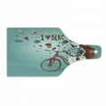thumbnail image 1 of Cartoon Cutting Board, Love My Bike Theme Girl with Bicycle Vintage Flowers Illustration, Tempered Glass Cutting and Serving Board, Wine Bottle Shape, Dried Rose and Pale Blue, by Ambesonne, 1 of 1