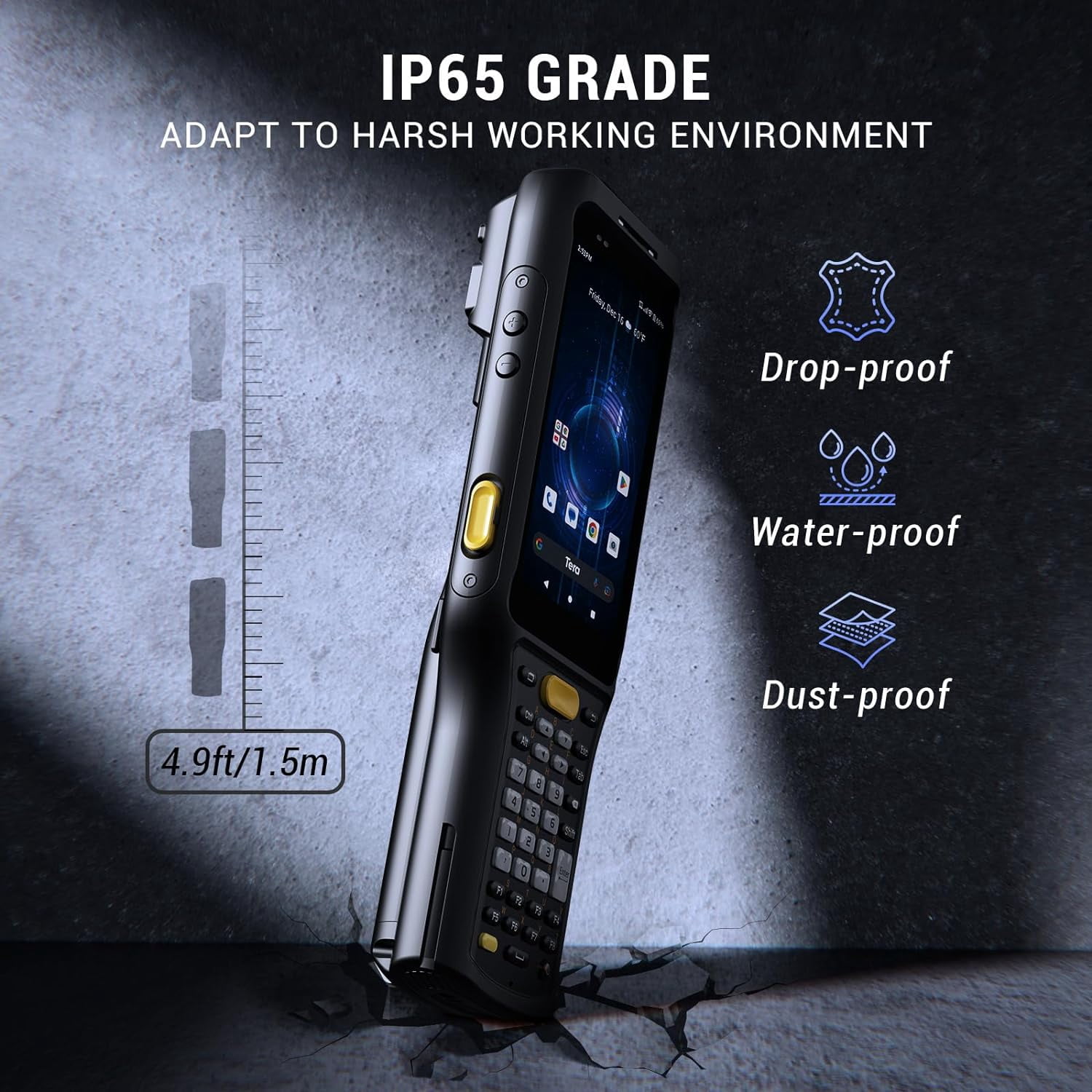 Tera Pro Android Barcode Scanner: 37 Keys Zebra SE4750MR Scan-Range 13FT Qualcomm CPU 6700mAh with Hot-swap Android 11 1D 2D QR Handheld PDA Charging Cradle Pistol Grip 4G BT 5.0 Wi-Fi GPS P161