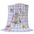 thumbnail image 6 of Easter Bunny Blanket Soft Cozy Warm Throw Blanket for Couch, Plush Fuzzy Flannel Fleece Blankets for Sofa, Spring Flower Daisy Tulips Purple Plaid Bed Blankets Lightweight Gifts for Women, 40"x60", 6 of 9