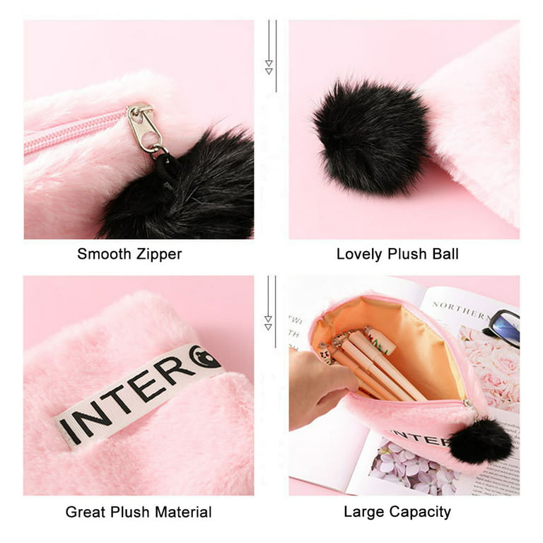 BE-TOOL Plush Fuzzy Pencil Bag Pencil Case Makeup Pouch with