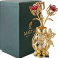 thumbnail image 3 of Matashi Crystal Mothers Day Gift 24K Gold Plated Beautifully Crafted Tulips with Butterfly In A Vase Table Top Ornament, 3 of 5