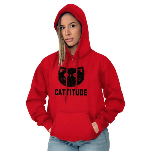 Cattitude Funny Cat Ladies Pet Lovers Women Plus Size Hoodie Brisco Brands 2X