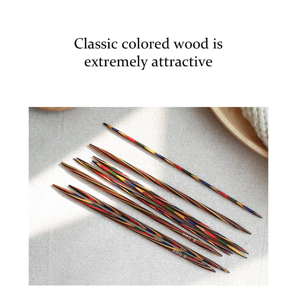 5Pieces Double Ended Wood Knitting Needle Double Head Pointed Knitting Needle for Adult Beginner Knitting Craft Project