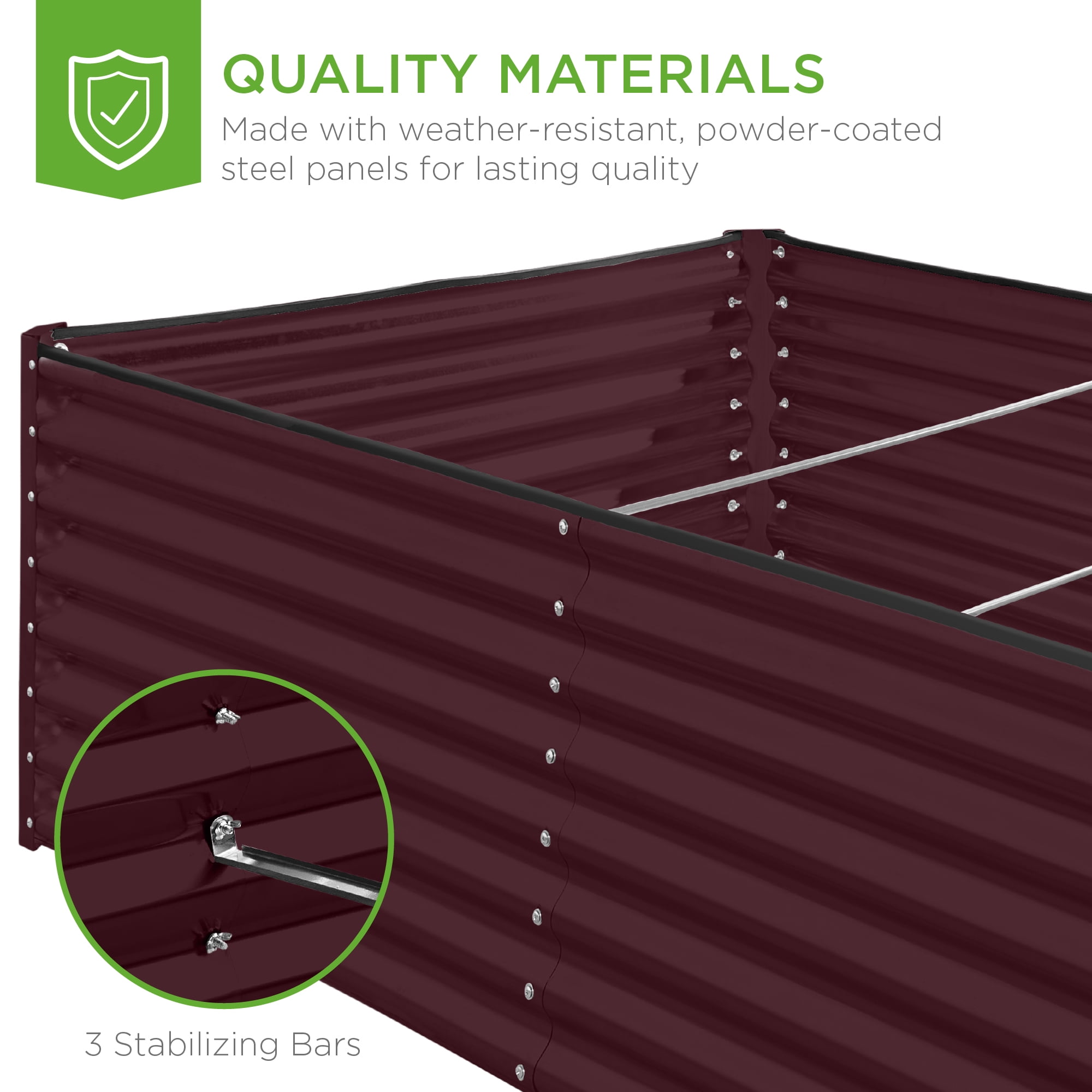 Best Choice Products 8x4x2ft Outdoor Metal Raised Garden Bed for Vegetables Flowers Herbs - Burgundy