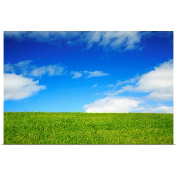 Great BIG Canvas | Rolled Brandon Tabiolo Poster Print entitled Hawaii, Oahu, Beautiful Landscape Of Green Grass And A Blue Sky