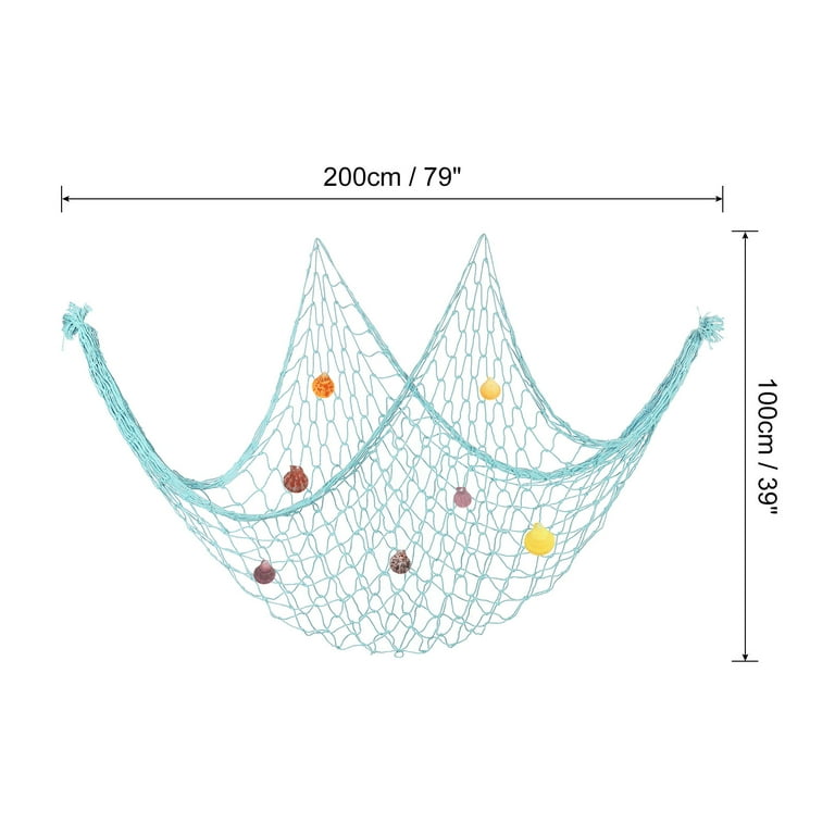 decorative fishing net with shells Natural Decor 79 Inch Beach Theme Decor for Party Home Bedroom Wall Hanging Fish Net Decorations Unique Style of Decoration Natural Fishing Net Decor with