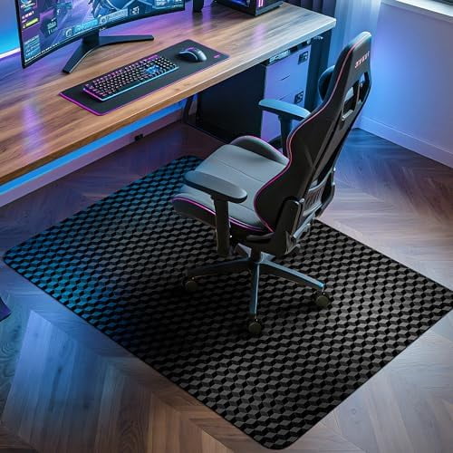 Office Chair Mat for Hard Floors, 48" x 30" Heavy Duty Computer Desk Chair Mats for Hardwood Floor, Anti-Slip Under Chair Floor Protector Mat for Home Office, Gaming - Black