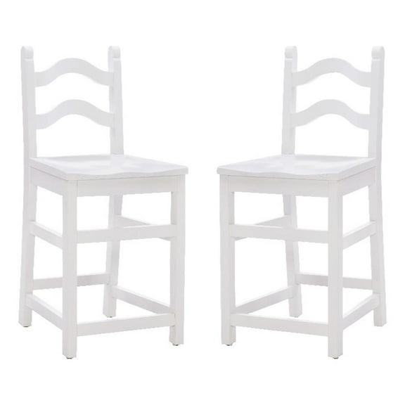 Linon Saco Wood Commercial Grade Set of Two Counter Stools in White