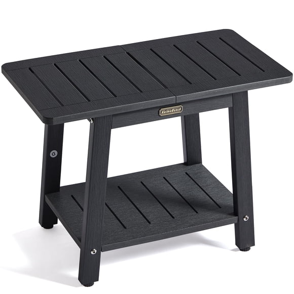 Banco de ducha KaimuBench HDPS impermeable de 2 niveles negro