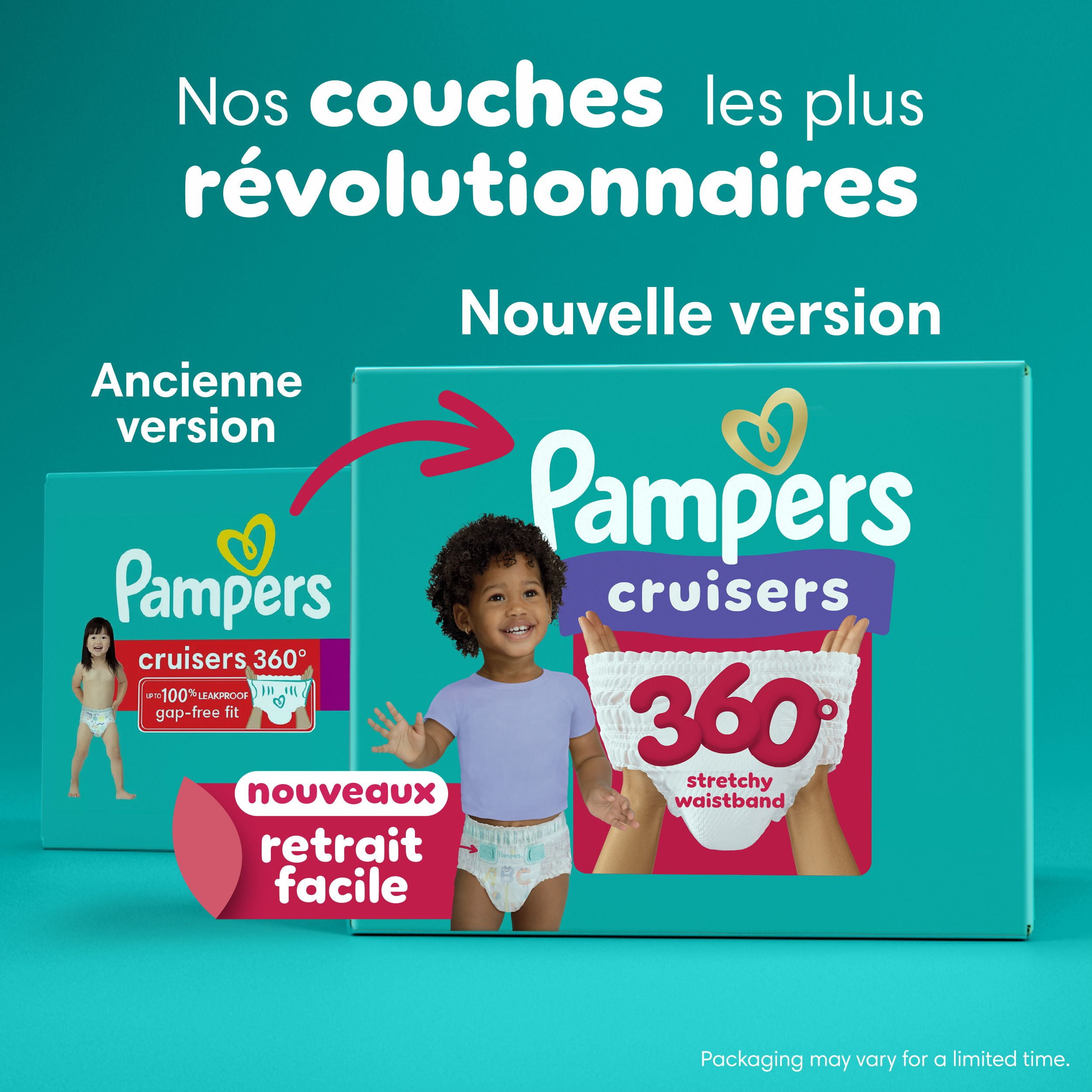 Pampers Diapers - Cruisers 360° - Size 5, up to 100% Leakproof Fit, Designed for Active Babies, Pull On Diaper, EZ Off Tabs Designed for Easy Changes