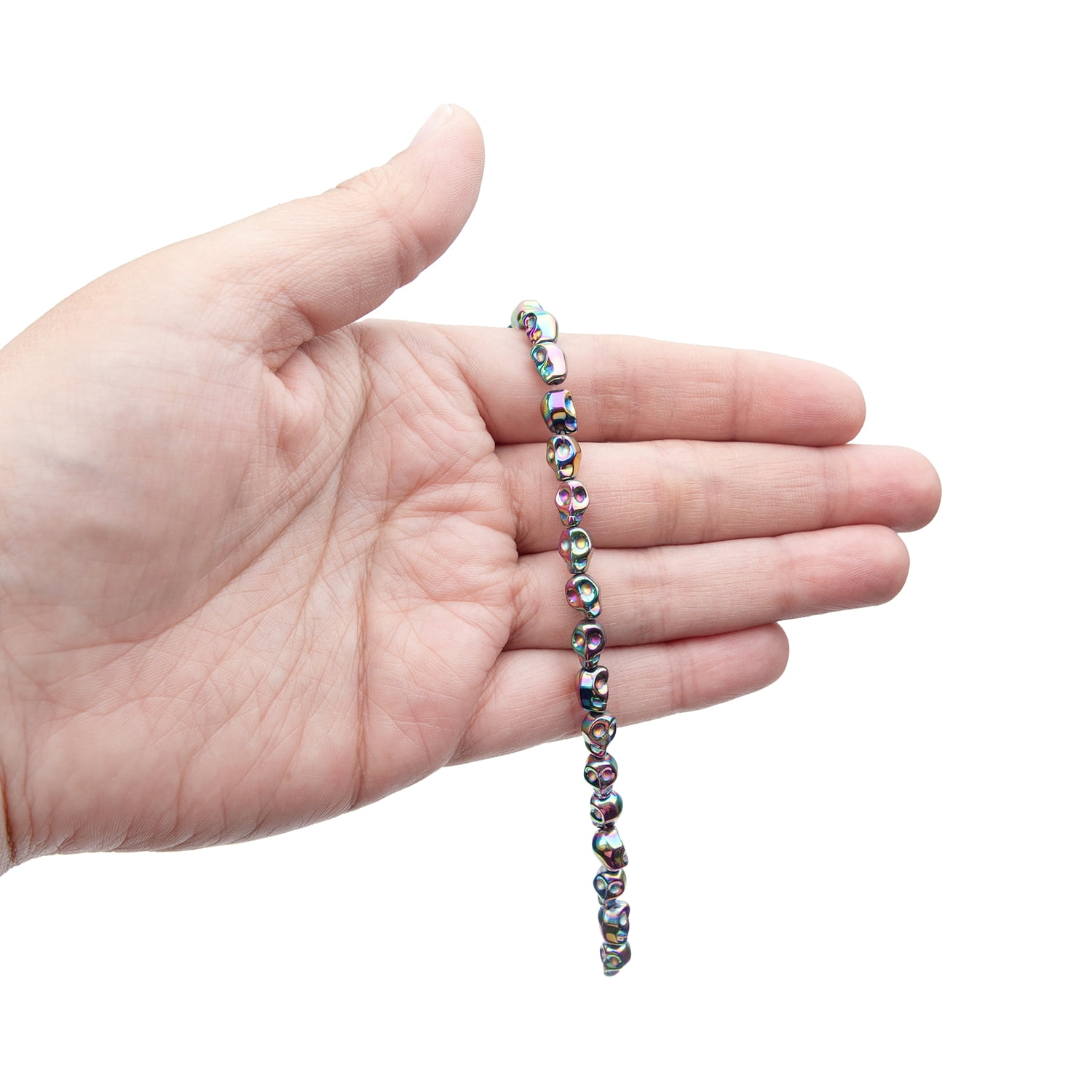 Cousin DIY 7" Rainbow Metallic Skull Bead Strand, 22 Piece, Unisex, Adult-Model 69995833