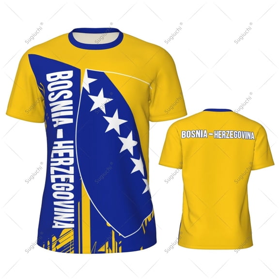 Bosnia And Herzegovina Flag Men Sports T-shirt Women Tees jersey for Soccer Football Running Bike Tennis Fitness Fans