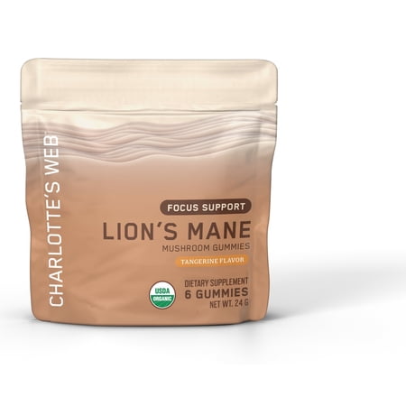 Charlotte's Web Focus Support Mushroom Gummies for Focus and Energy w/Lion’s Mane, Natural Cognitive Support Lions Mane Gummies for Adults — Tangerine Flavor (30 Servings)