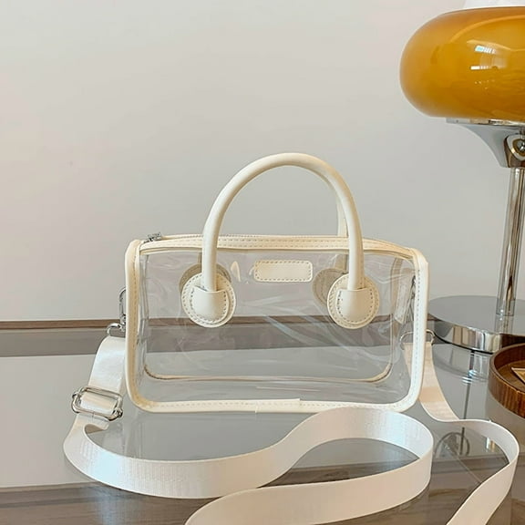 Stadium Approved Clear Crossbody Bag,Small See Through Purse Handbag, Transparent Shoulder Bag(off white)