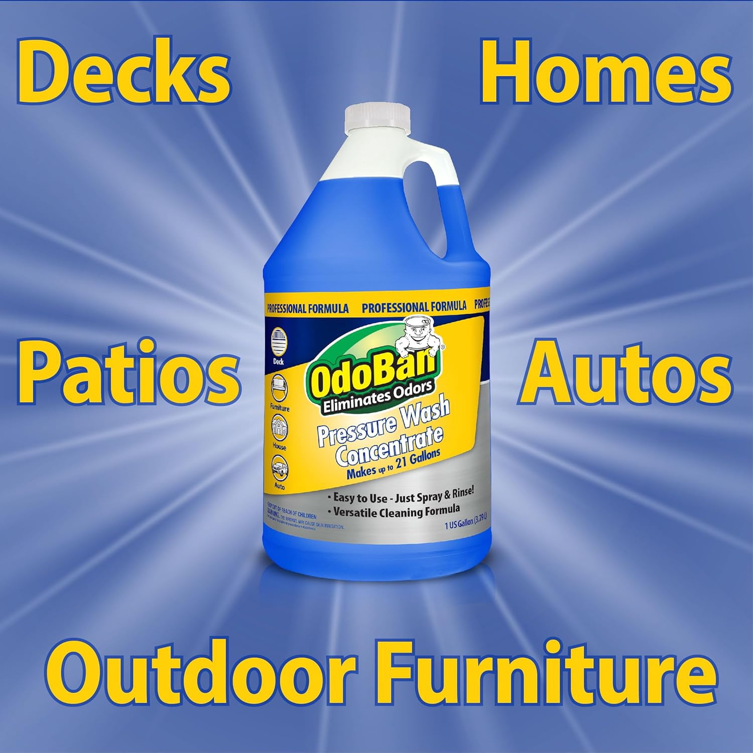 OdoBan Pressure Wash Concentrate, Detergent Cleaner for Pressure Washers, 2 Gallons