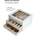 thumbnail image 5 of 3 Layer Jewelry Organizer Box with Glass Lids & 3 Drawers - Elegant Storage Solution for Necklace, Rings，Earrings, and Bracelets - Perfect for Women ASK-301 (White), 5 of 8