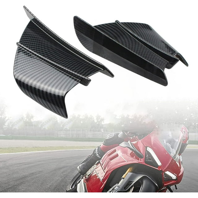 1 par de aletas de motocicleta de fibra de carbono ABS, deflectores de aire, aletas de carenado de motocicleta, alerón, ala lateral, kit de ala de parabrisas compatible