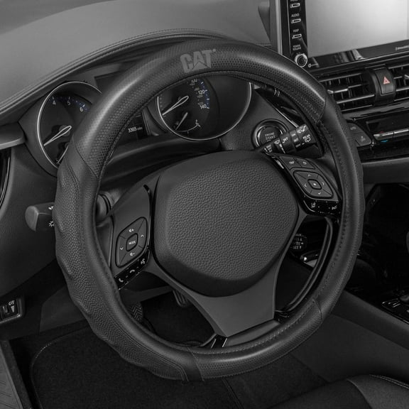 Cat® HexSport Black Carbon Fiber Steering Wheel Cover, Standard 15 inch Size, Durable and Comfortable with Advanced Grip, Car Steering Wheel Cover for Auto Truck Van SUV