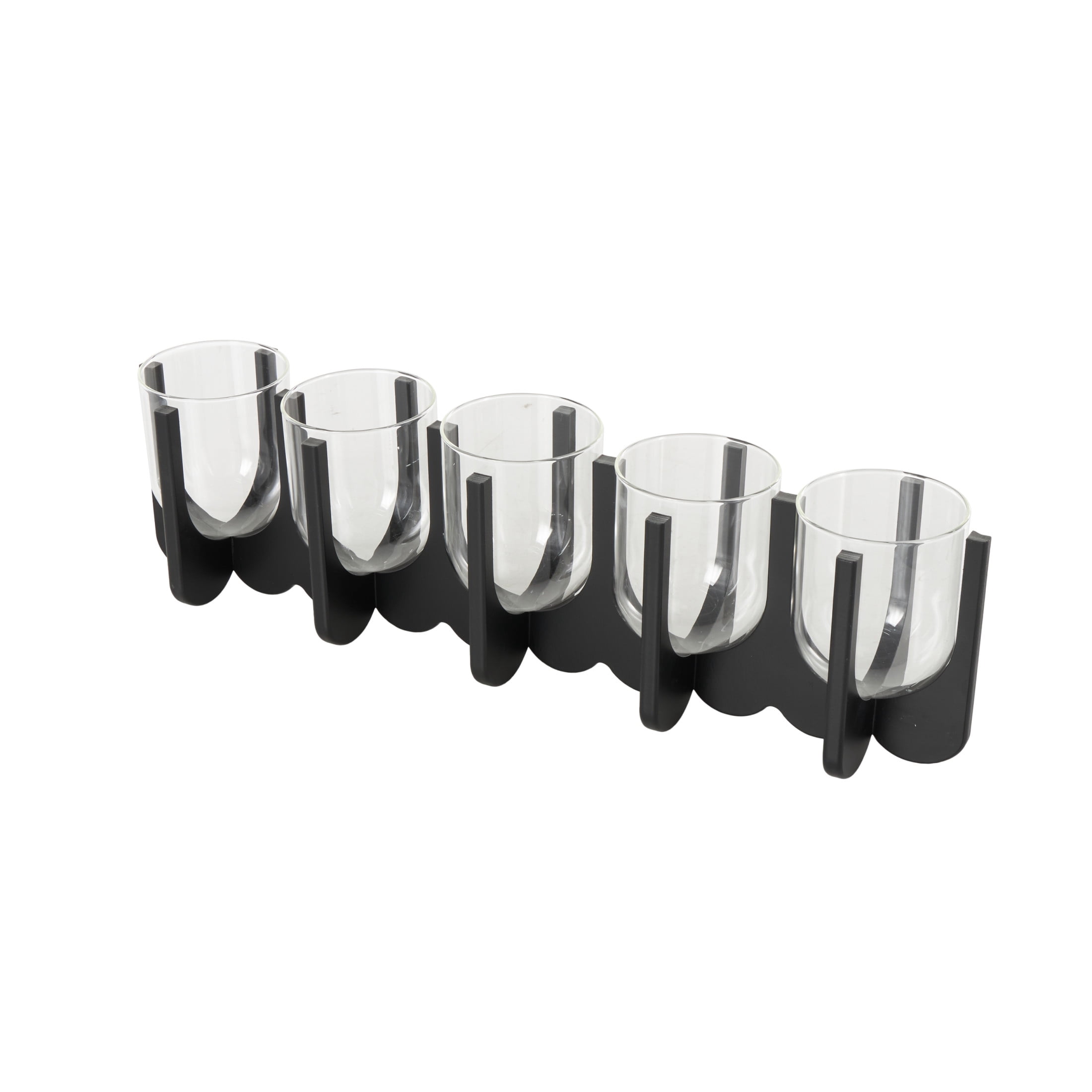 DecMode 5 Candle Black Wooden Rectangle Hurricane 5 Slot Candle Holder