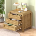 thumbnail image 3 of Wood Nightstand with 3 Storage Drawer, 21" Wide Night Stand with Curved Profile Design, Bedside End Table for Bedroom, Living Room, Closet (1, Natural Oak, 3 Drawer), 3 of 9