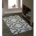 thumbnail image 2 of Saffron Fabs Bath Rug 100% Soft Cotton, Size 50x30 Inch, Latex Spray Non-Skid Backing, White/Grey Color, Geometric Pattern, Hand Tufted, Heavy 190 GSF Weight, Machine Washable, Rectangular S, 2 of 3